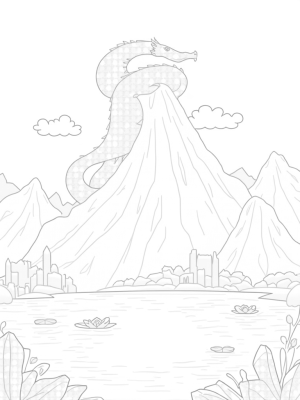 Majestic Dragon Coiled Around a Mountain Peak