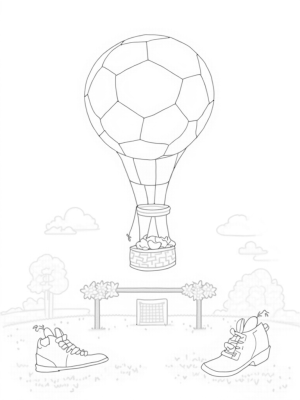 Hot Air Balloon Soccer Ball in a Flower Field