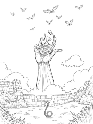 Colossal Titan's Hand Cradling a Massive Gear