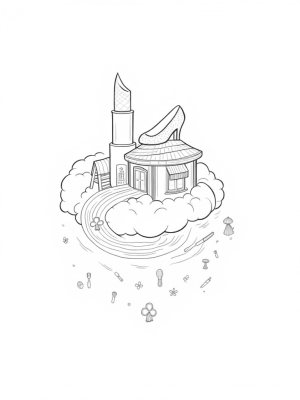 Floating Dream House with Lipstick Pillar and High-Heeled Slide