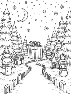 Magical Winter Wonderland with Snowmen and Gingerbread Houses