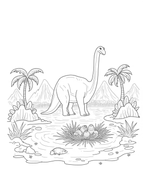 Brontosaurus in a Prehistoric Jungle