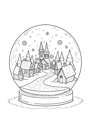 Holiday Village in a Snow Globe