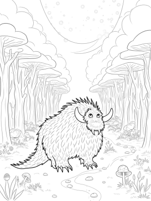 Gruffalo in a Twisted Forest with Mushrooms and Creatures