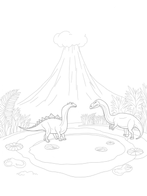 Dinosaurs by the Volcano Pond