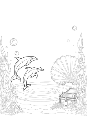Dreamy Underwater Scene with Dolphins and Coral