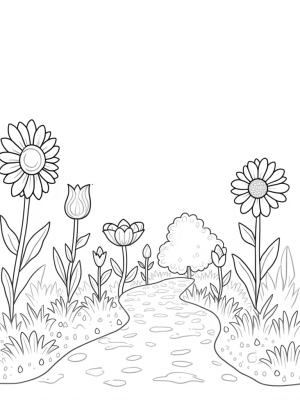 Giant Blossoms in a Whimsical Garden