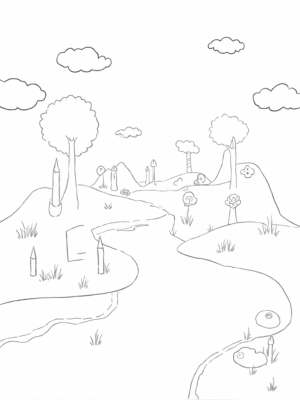 Patchwork Hills and Paintbrush Trees