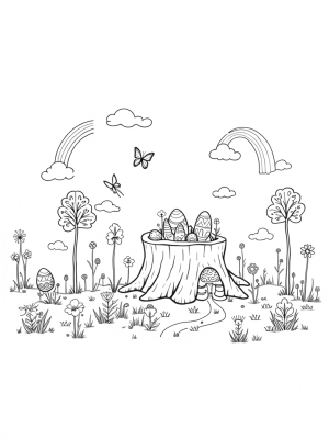 Candy Factory in a Meadow of Giant Eggs and Carrots