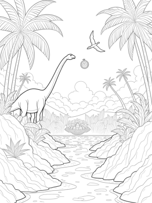 Brachiosaurus in a Prehistoric Paradise
