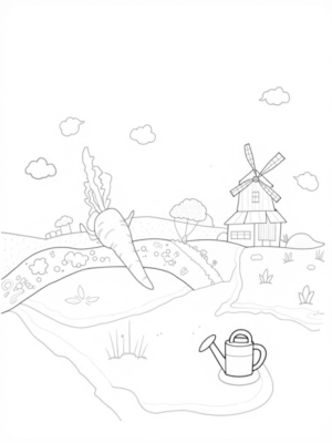 Oversized Vegetables in a Whimsical Farm Landscape