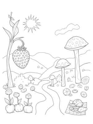 Giant Strawberry Orchard with Honey River