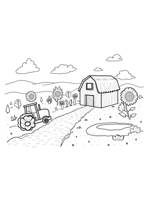 Giant Vegetables and a Smiling Tractor on the Farm