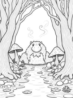 Gruffalo's Face in a Forest Clearing