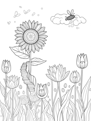 Oversized Flowers and a Spiral Sunflower