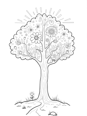 Seasonal Tree with Spring, Summer, Autumn, and Winter