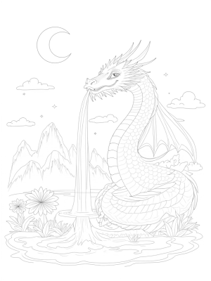Majestic Dragon Coiled Around a Crystal Mountain