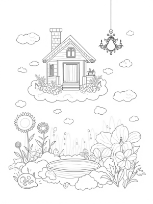 Dreamhouse in a Pastel Sky with Candy Furniture