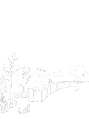 Fragmented Wall with Lush Greenery and a Titan Silhouette