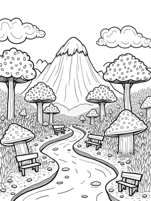 Oversized Strawberries and Broccoli Trees in a Fruit Garden