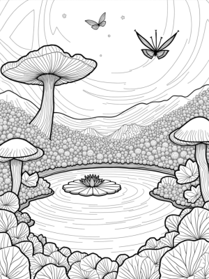 Enormous Geometric Flowers and a Tranquil Pond