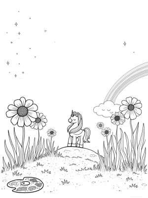 Majestic Pony in a Colorful Meadow