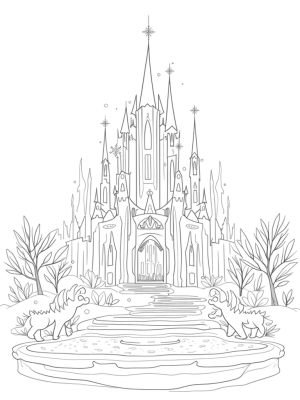 Majestic Ice Palace with Mythical Guardians