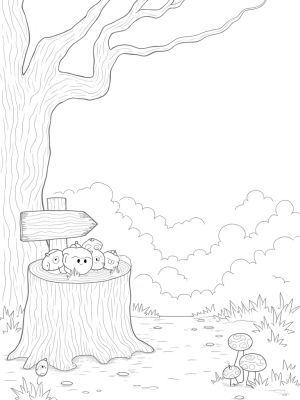 Mossy Forest Floor with Mushrooms and a Gruffalo
