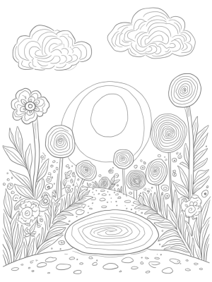 Intricate Circle Garden with a Sundial
