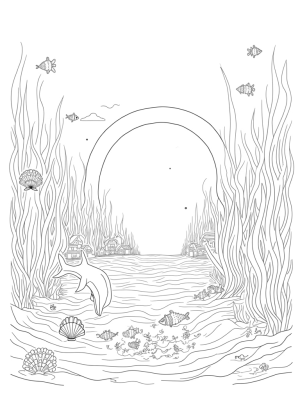 Underwater City with Dolphins and Coral
