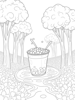Boba Tea Garden with Tapioca Pearl Trees