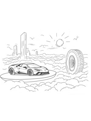 Futuristic Lamborghini on a Floating Platform