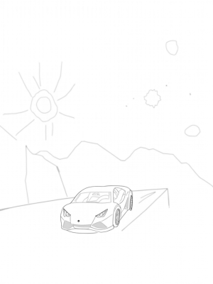 Futuristic Lamborghini on a Mountain Road