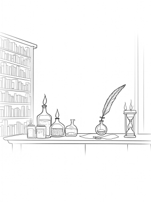 Enchanted Library of Spellbooks and Potions