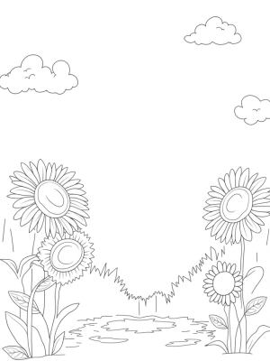 Whimsical Garden with Spiral Sunflowers and Petal Waterfalls