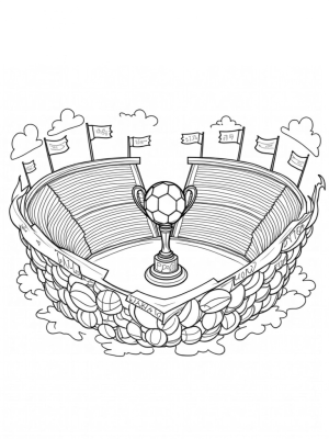 Giant Soccer Ball Arena with Whistles and Trophies