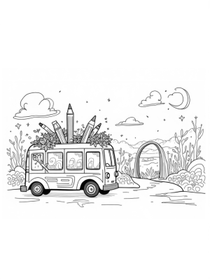 Gigantic Rainbow Bus Art Studio