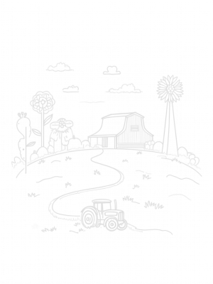 Twisting Barn with Sunflowers and Giant Vegetables