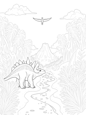 Colossal Stegosaurus in a Prehistoric Jungle