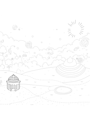 Floating Circles Above a Serene Lake