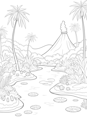Prehistoric Jungle with Dinosaur Footprint