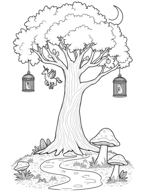 Magical Tree with Mythical Creatures