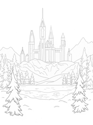 Majestic Crystalline Ice Palace on a Snowy Mountain