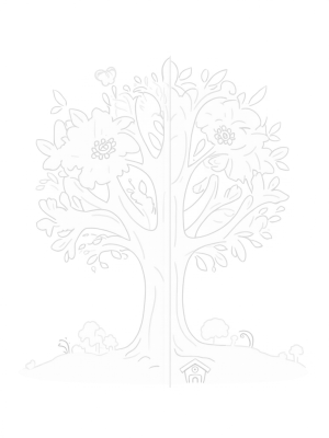 Four Seasons Tree with Butterflies and Snowflakes