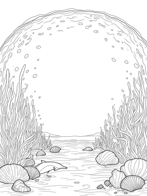 Underwater World with Playful Dolphins and Coral Reef