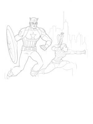 Captain America and Black Widow in Action