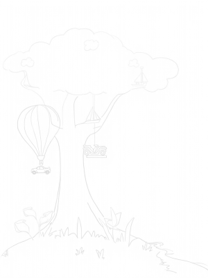 Colossal Tree with Whimsical Vehicles