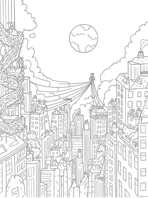 Cityscape with Spider Clock and Web-Slinger