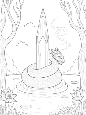 Majestic Dragon Coiled Around a Crystal Spire