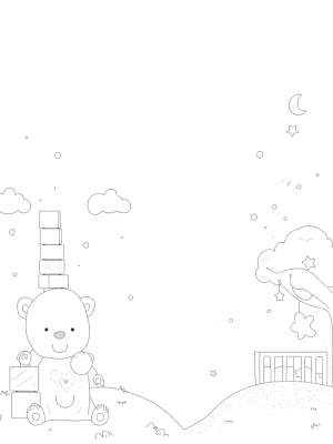 Giant Teddy Bear in a Dreamy Nursery Landscape